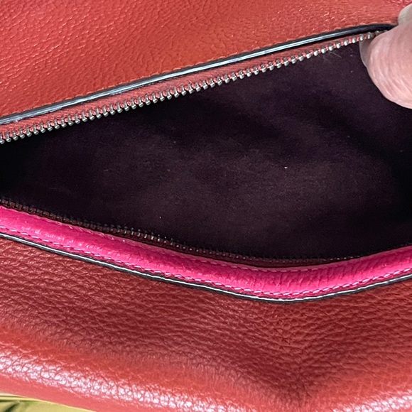 COACH SMALL JADE PEBBLE LEATHER CROSSBODY / SATCHEL w/ Signature Canvas. EUC - Picture 6 of 8